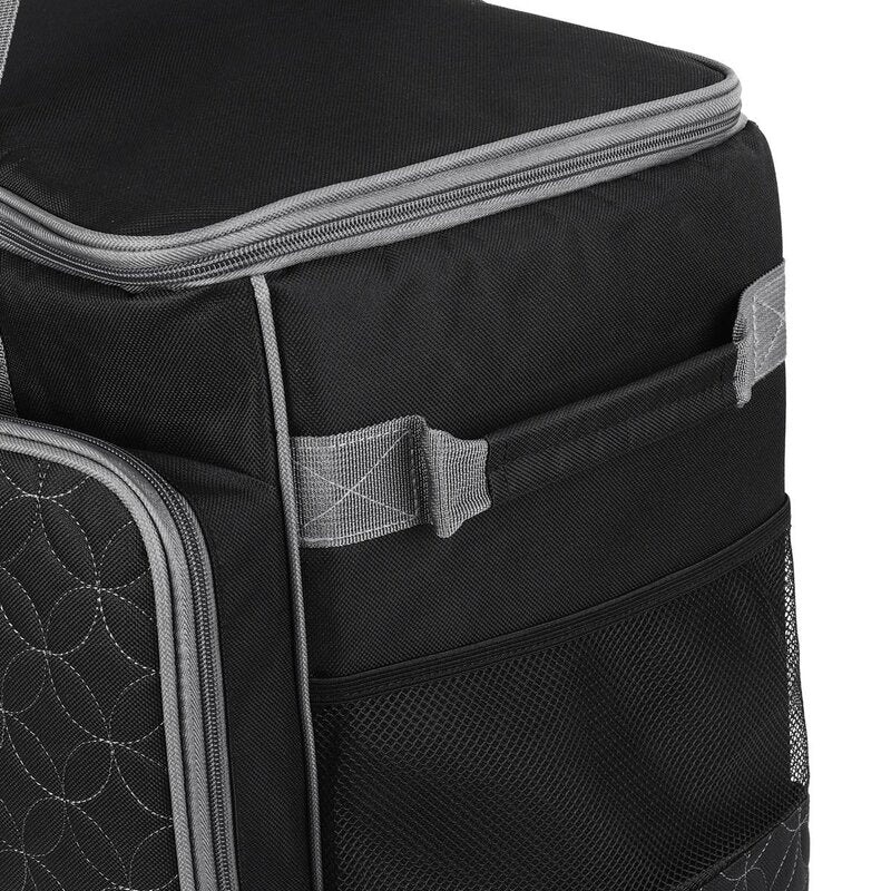 Nähmaschinentasche XL mit Trolley Kreismuster schwarz