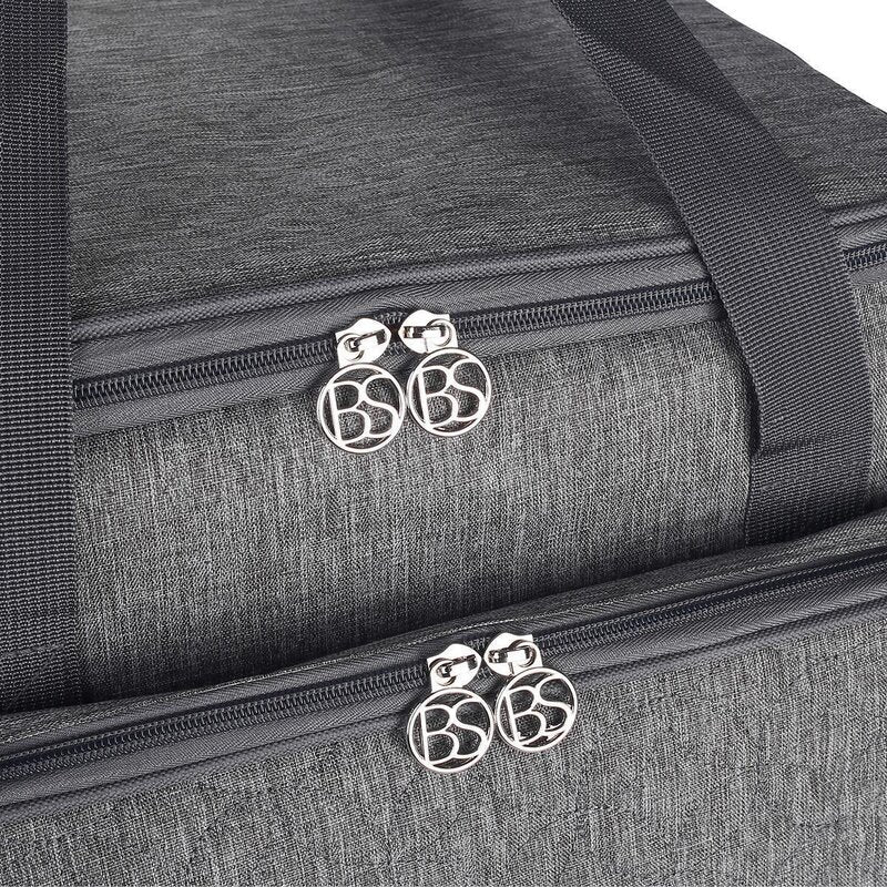 Overlocktasche mit Trolley Kreismuster grau