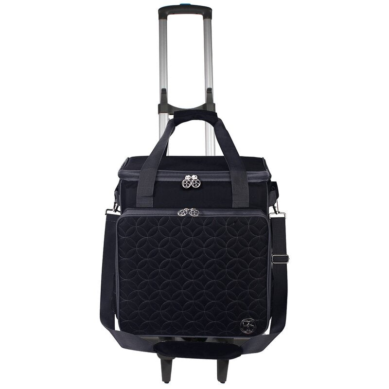Overlocktasche mit Trolley Kreismuster schwarz