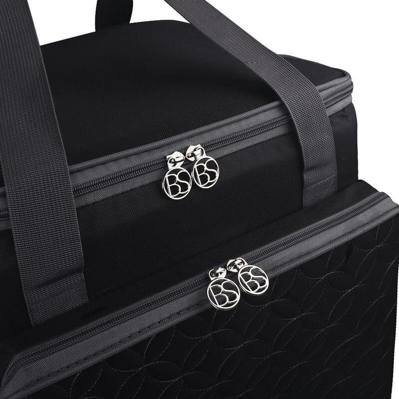 Overlocktasche mit Trolley Kreismuster schwarz