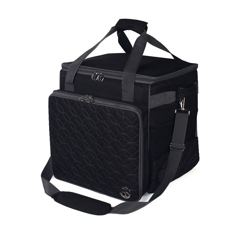Overlocktasche mit Trolley Kreismuster schwarz
