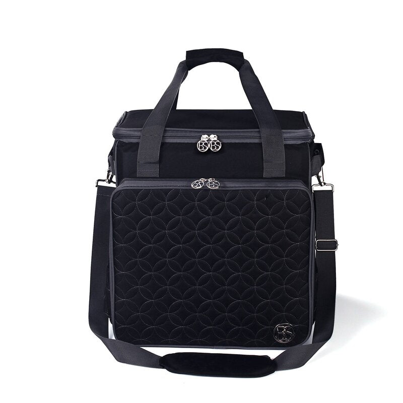 Overlocktasche mit Trolley Kreismuster schwarz