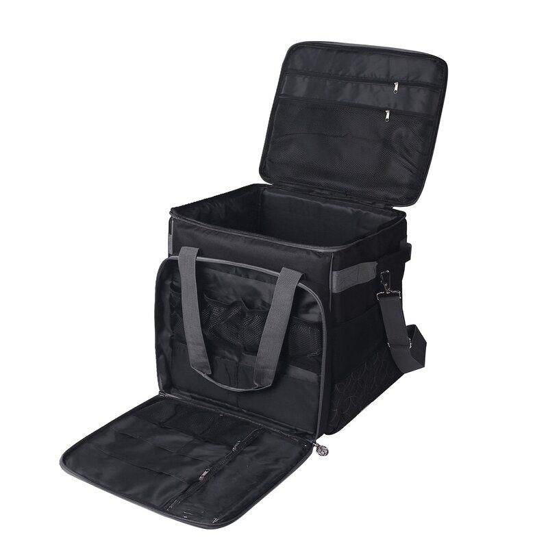 Overlocktasche mit Trolley Kreismuster schwarz