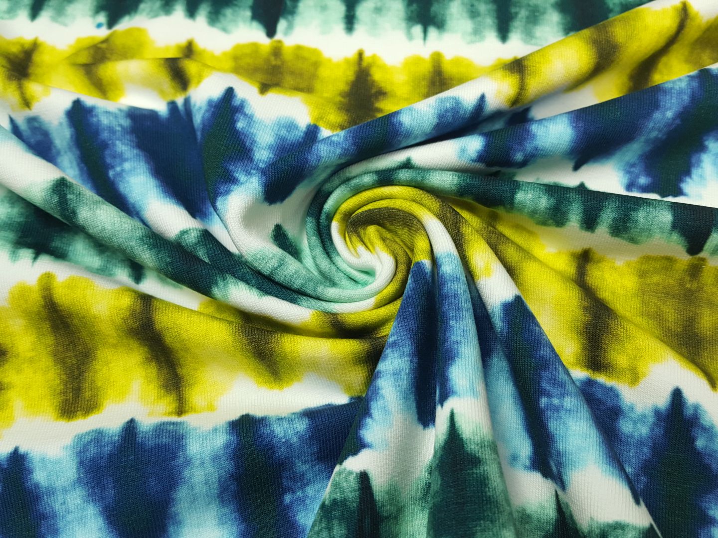 Batiko dunkelblau/grün/gelb/offwhite