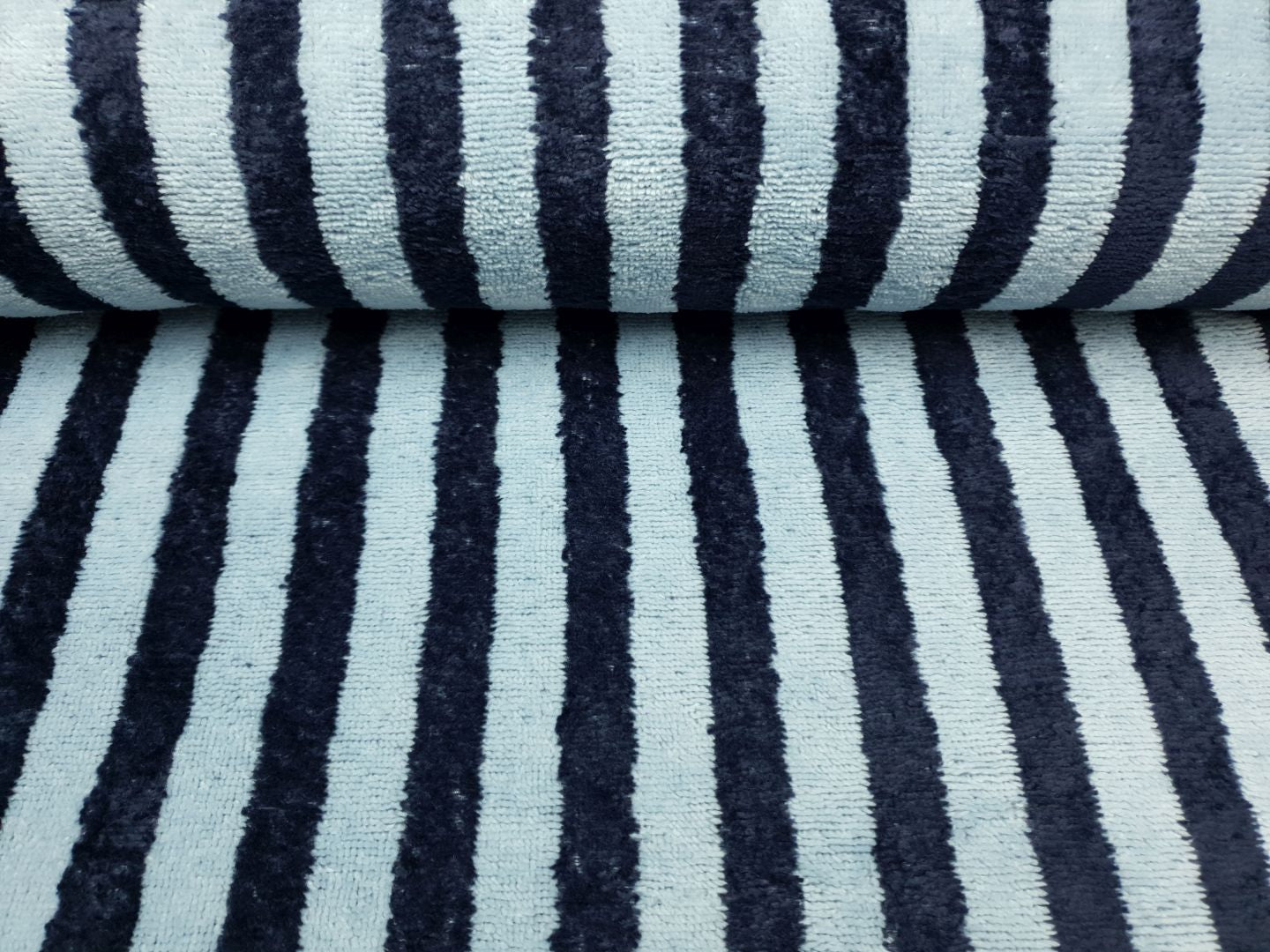 Bamboo-Frottee Stripes hellblau/dunkelblau