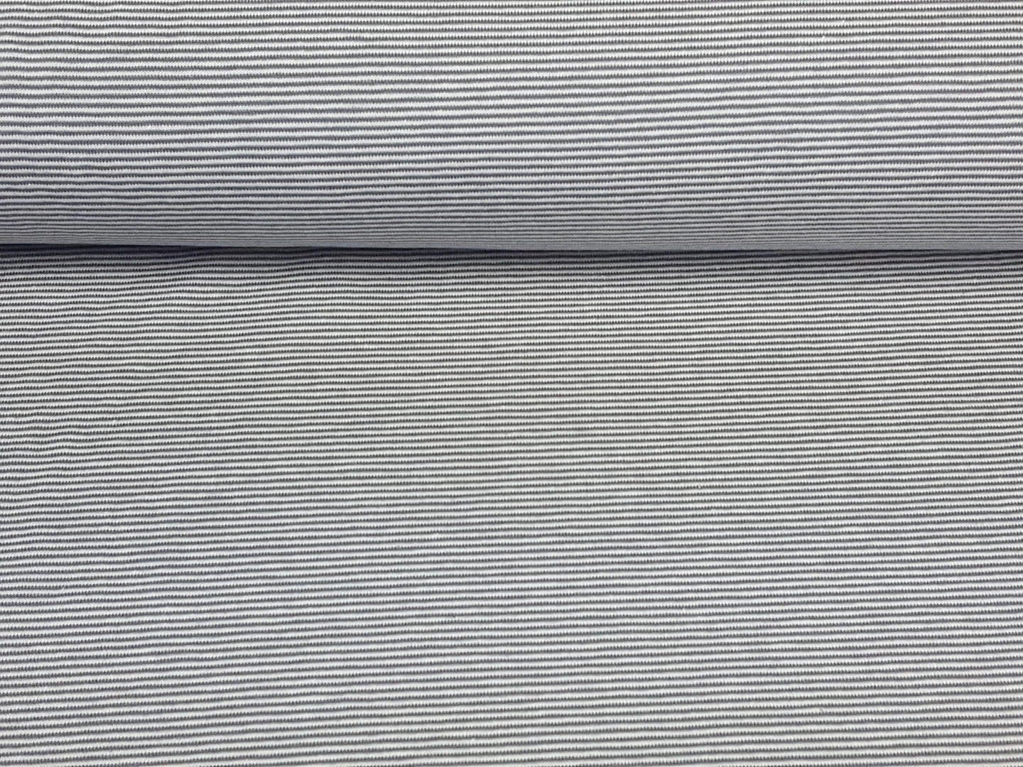 Baumwolljersey gestreift grau/weiss