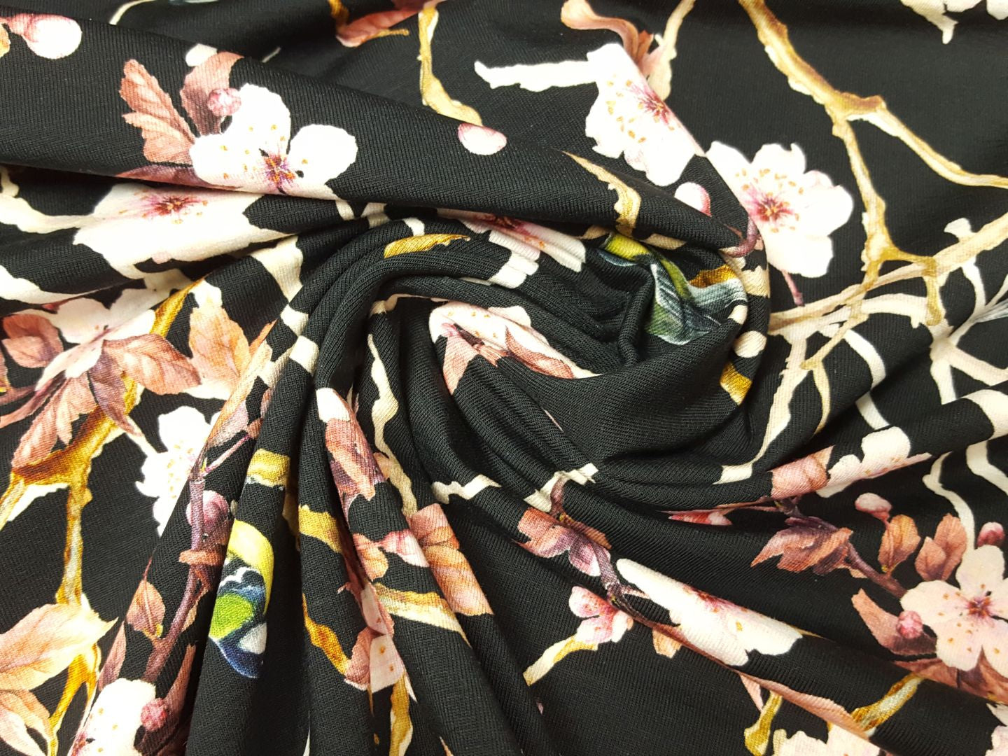 Baumwolljersey schwarz/rosa/beige