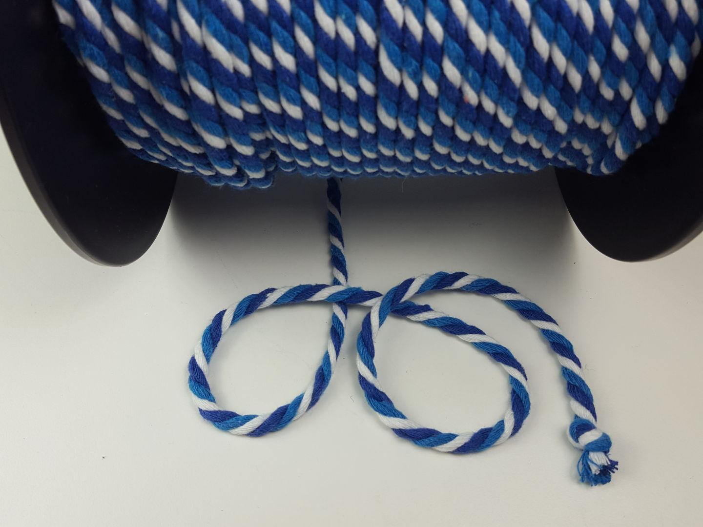 Baumwollkordel 7mm gedreht, blau/petrol/weiss