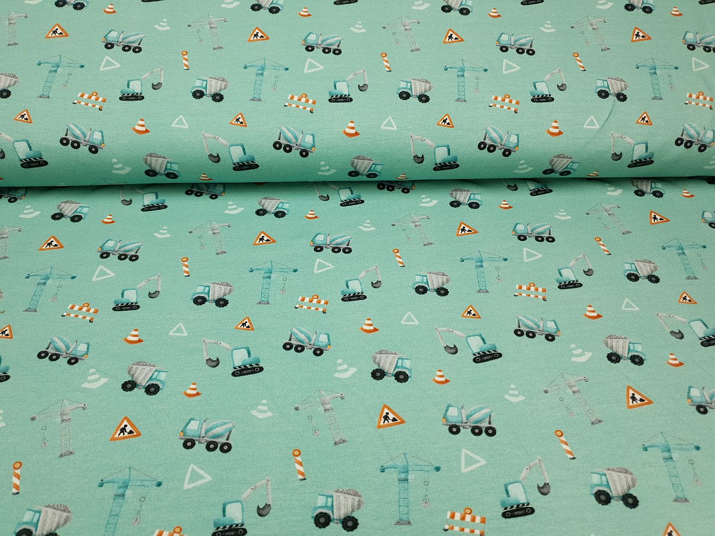 Baustelle mint/orange/türkis/grau