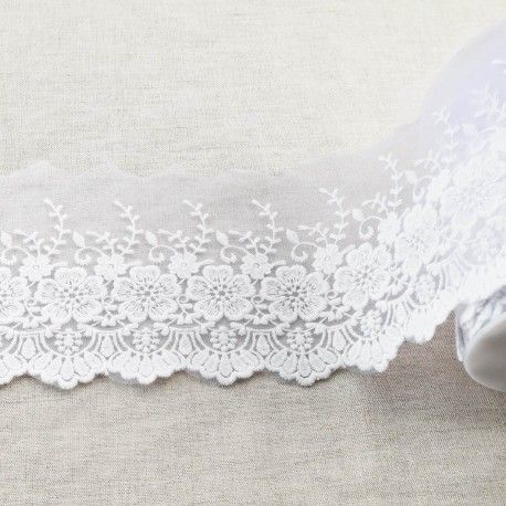 bestickte Tüllspitze 115mm weiss