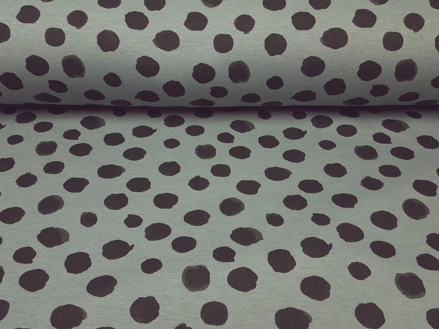 Einzelstück Alpenfleece Big Dots dusty mint/dunkelgrün