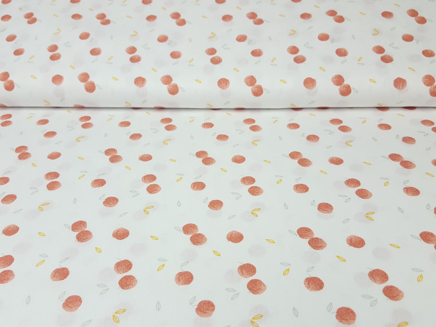 Bio-Baumwollwebware Berries offwhite/apricot