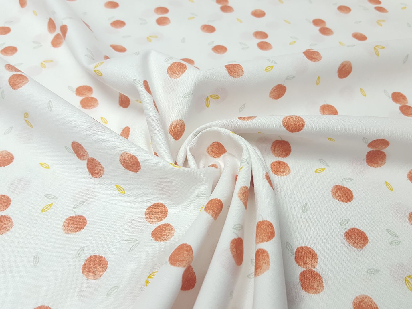 Bio-Baumwollwebware Berries offwhite/apricot