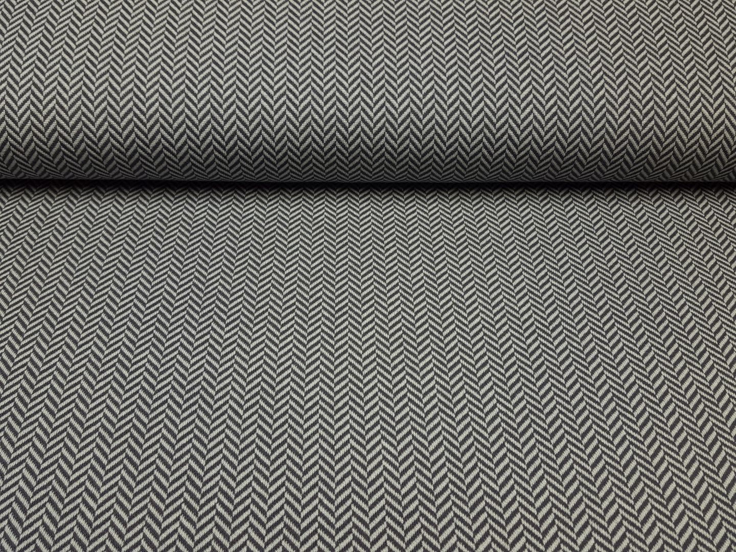 Einzelstück Bio-Jacquard Fischgrät grau/anthrazit
