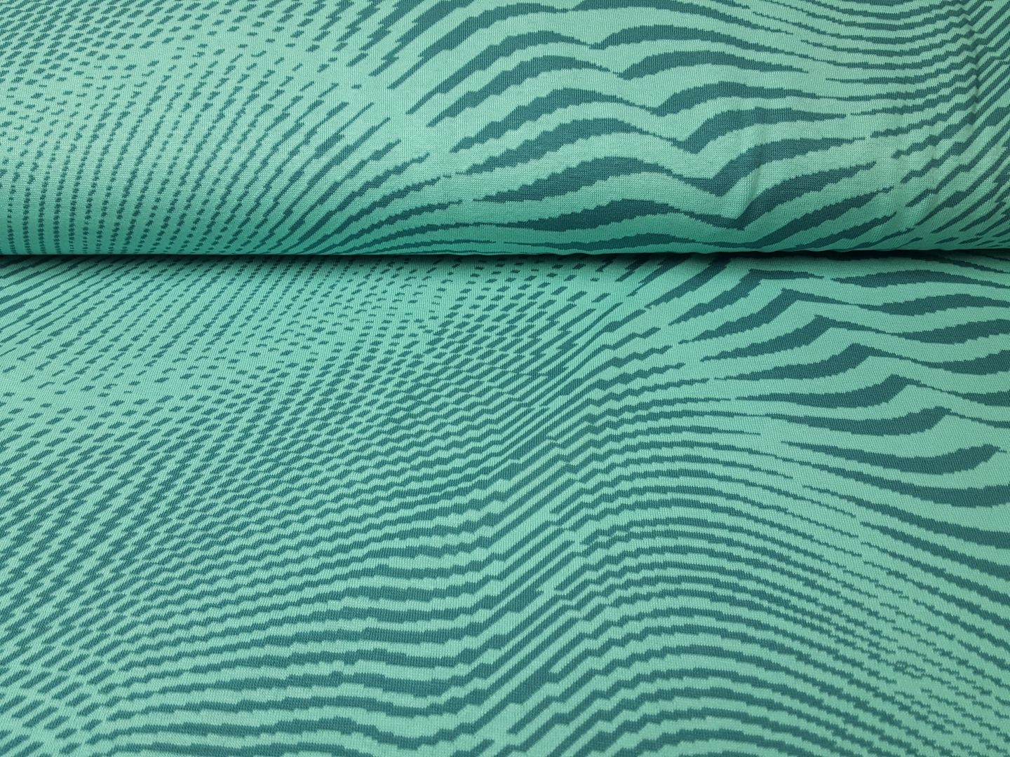 Einzelstück Bio-Jacquard Stormy mint/helles petrol