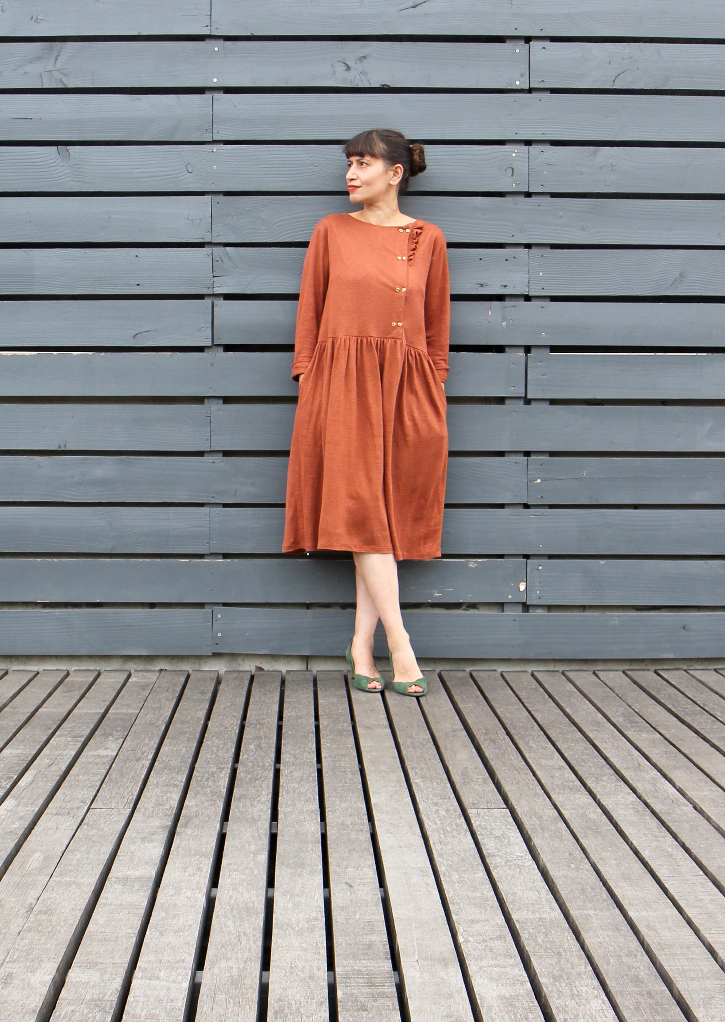 Elona Mum Blouse or dress für Damen Ikatee Papierschnittmuster