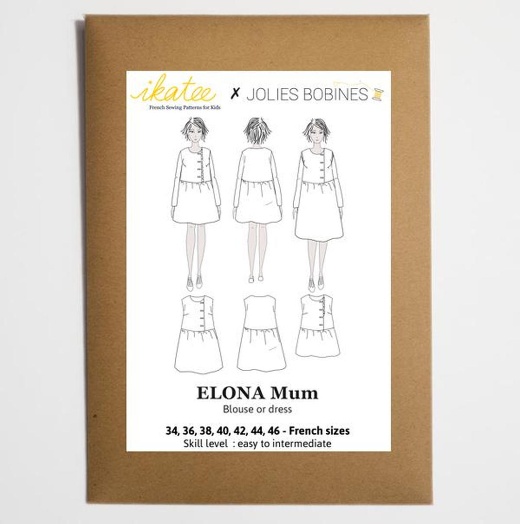 Elona Mum Blouse or dress für Damen Ikatee Papierschnittmuster