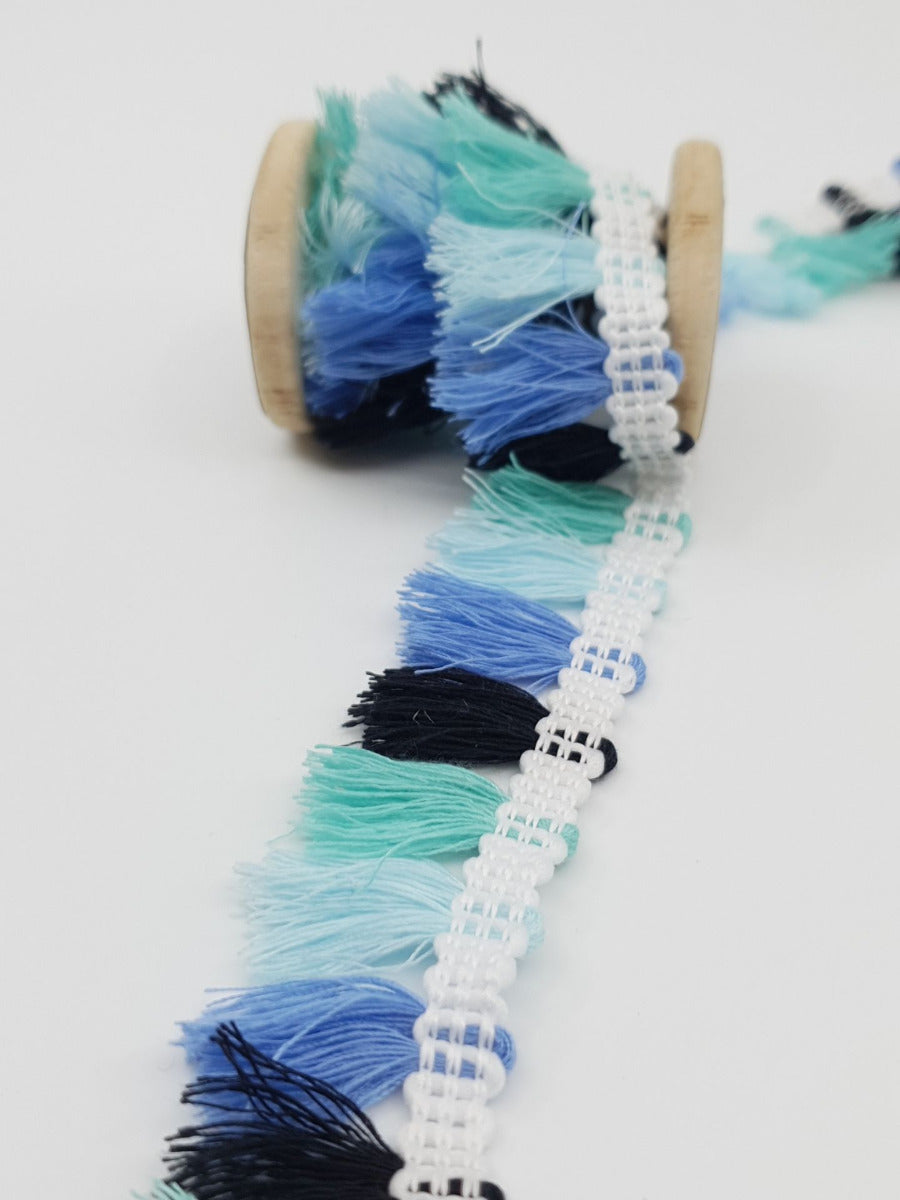 Boho Quaste 28mm weiss/mint/hellblau