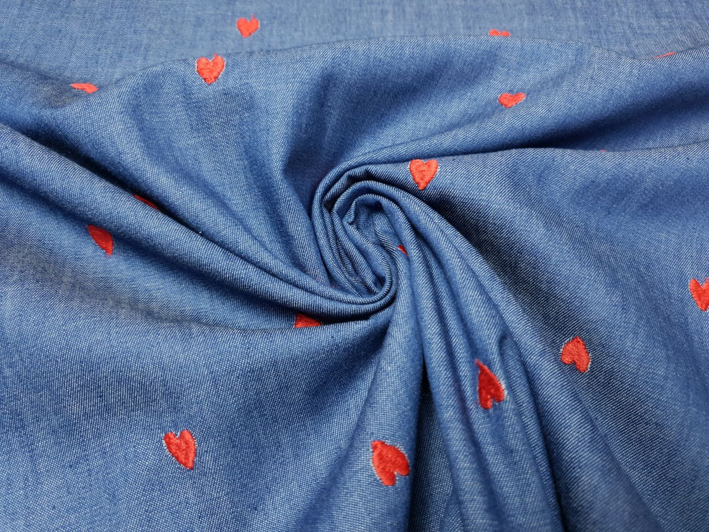 Chambray Hearts denim/rot