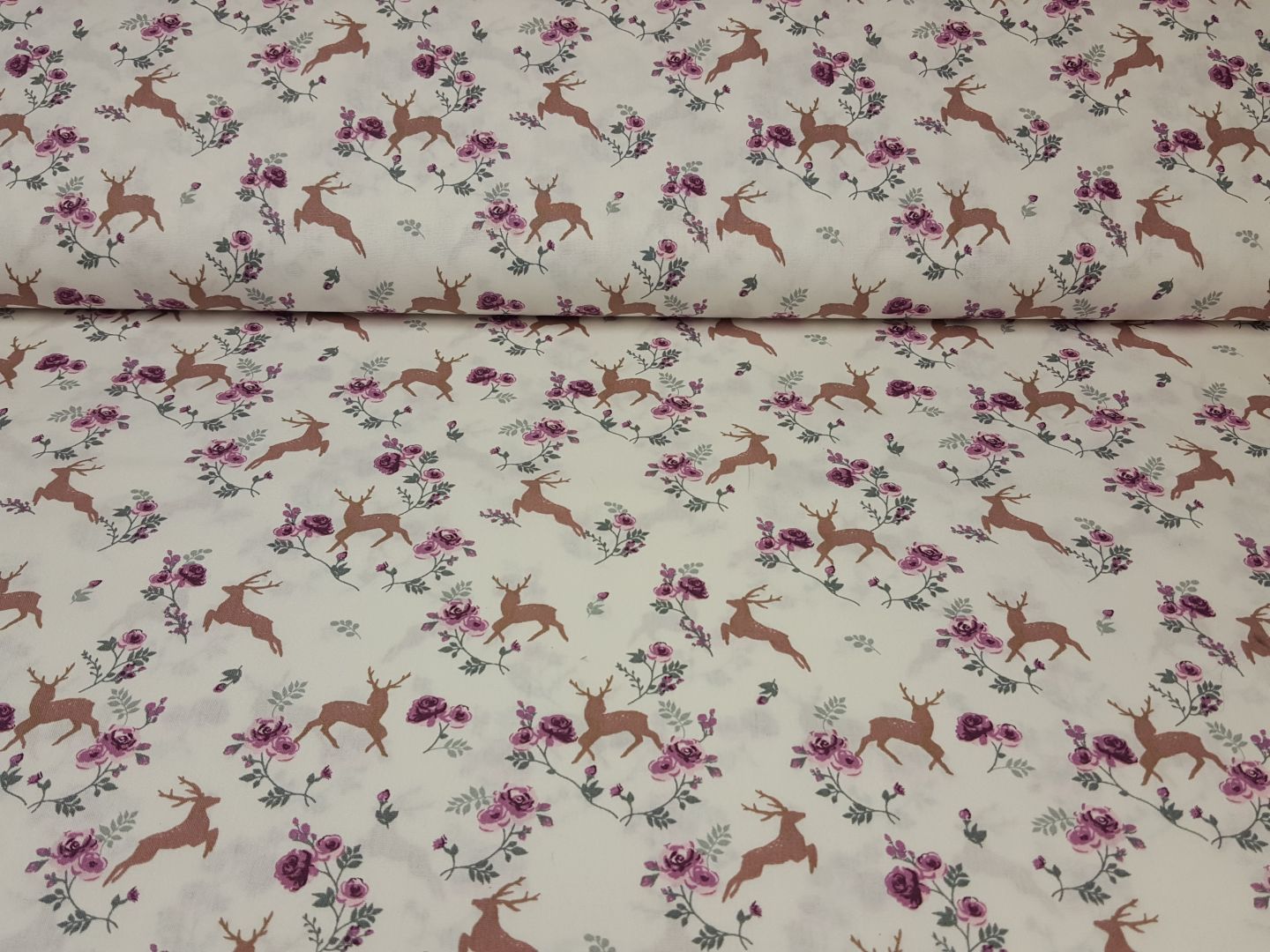 Deer&Roses offwhite/violett/schlamm