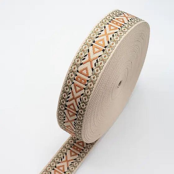 doppelseitiges Gurtenband Boho 50mm sand/dustymint/apricot