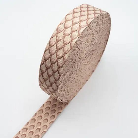 doppelseitiges Gurtenband Pfau 50mm sand/altrosa/rosa