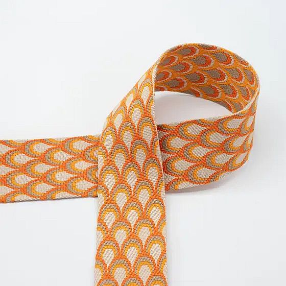 doppelseitiges Gurtenband Pfau 50mm sand/schlamm/orange
