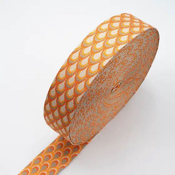 doppelseitiges Gurtenband Pfau 50mm sand/schlamm/orange