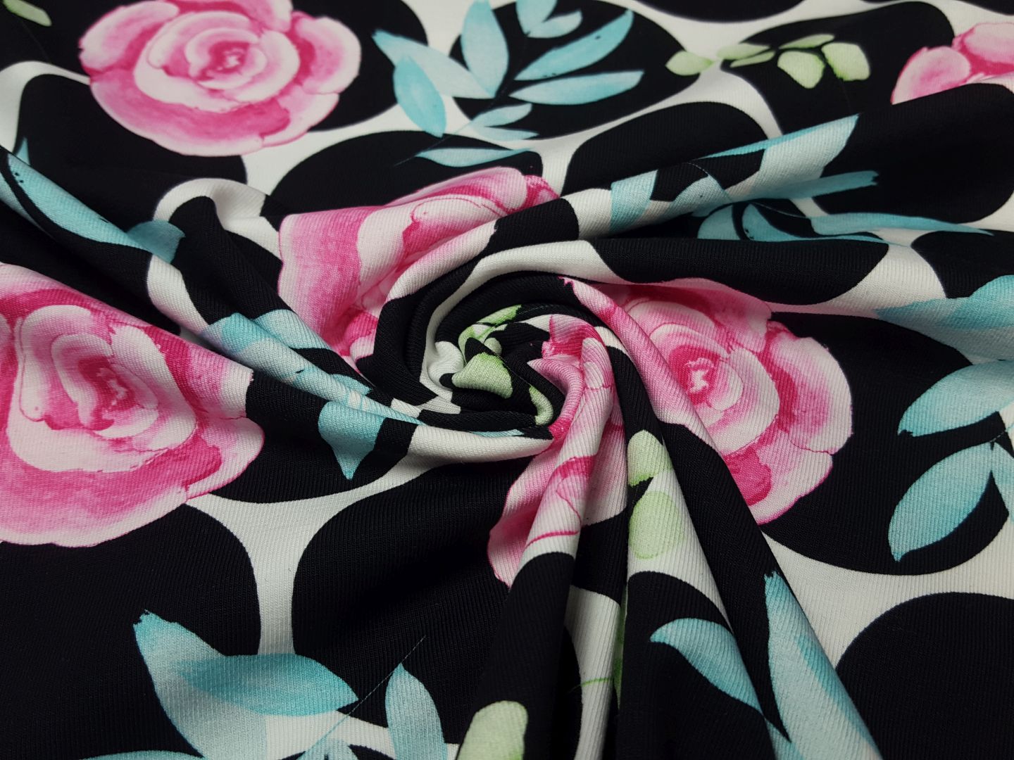 Dots Roses schwarz/pink/hellblau
