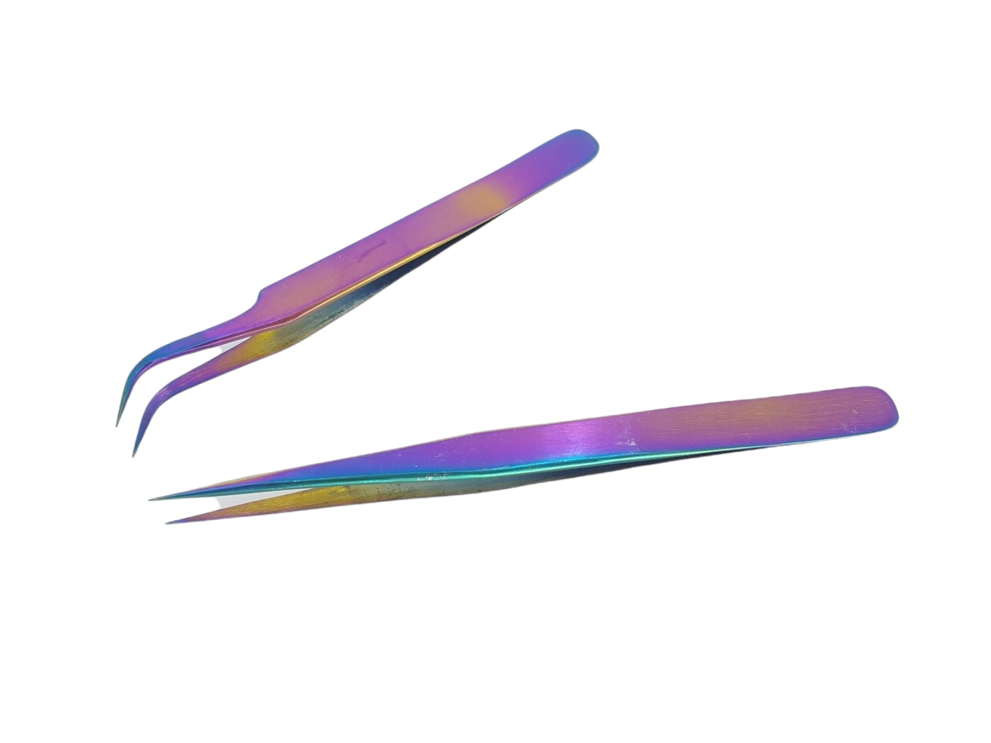 Edelstahl Pinzetten gerade und gebogen Zwei antistatische Edelstahlpinzetten mit Schutzkappen Masse: ca. 12,5 cm lang Farbe: farbig Lieferumfang: 1 Pinzette gebogen und 1 Pinzette gerade