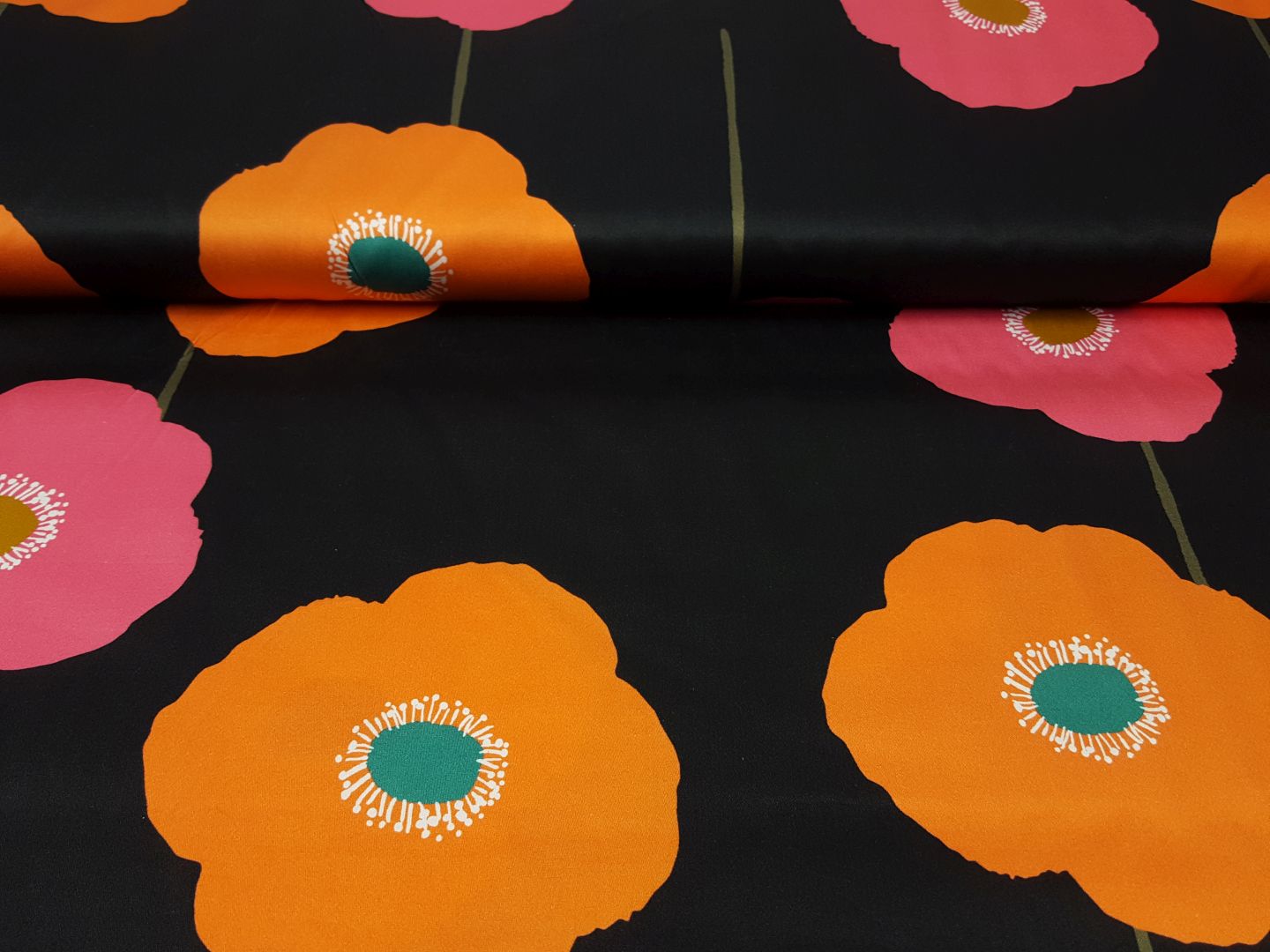 elast. Hosenstoff schwarz/orange/pink