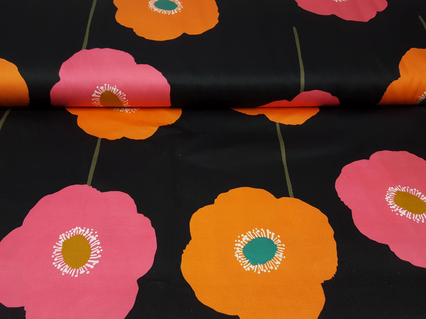 elast. Hosenstoff schwarz/orange/pink