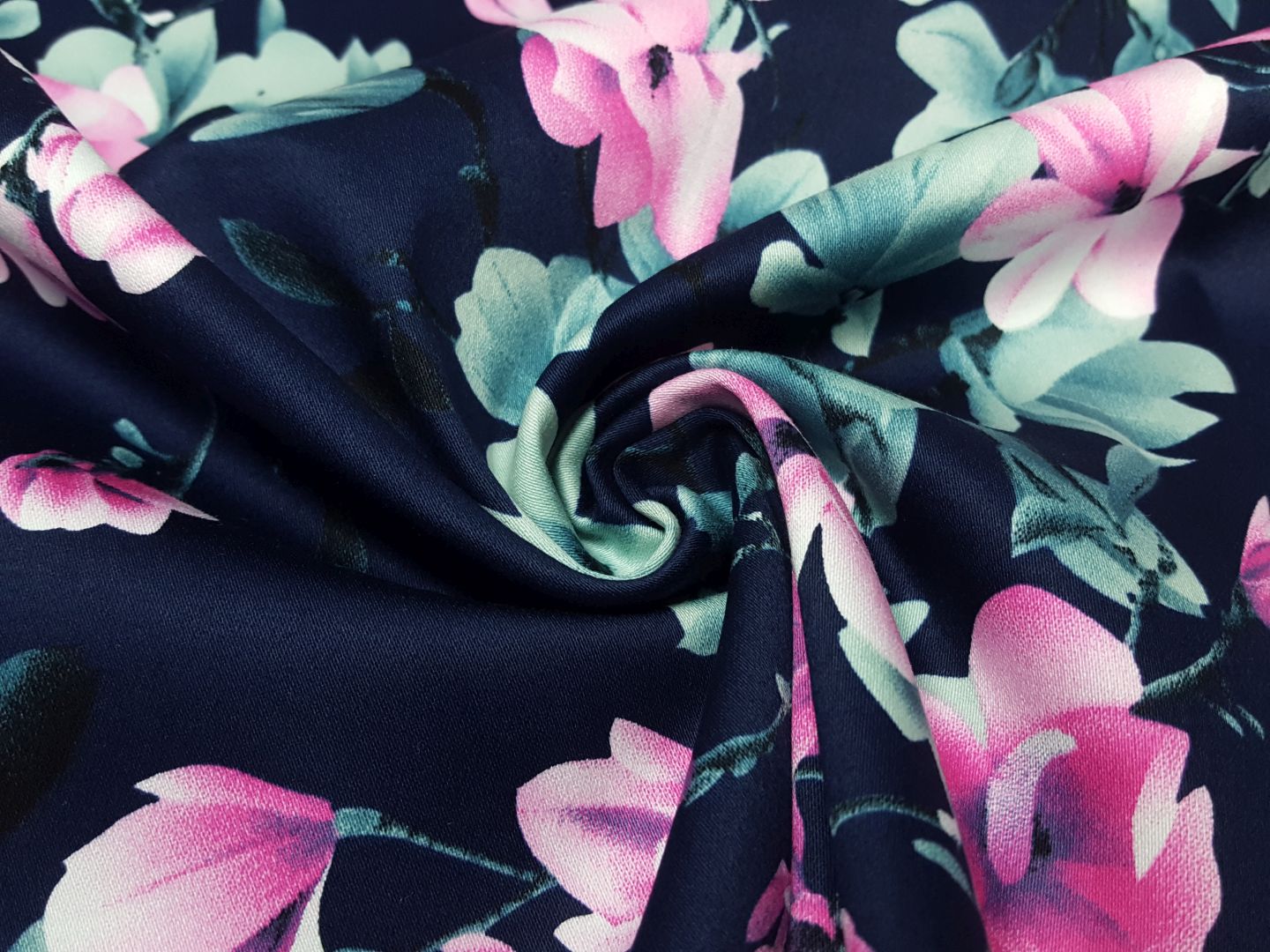 elast. Hosenstoff nachtblau/mint/pink
