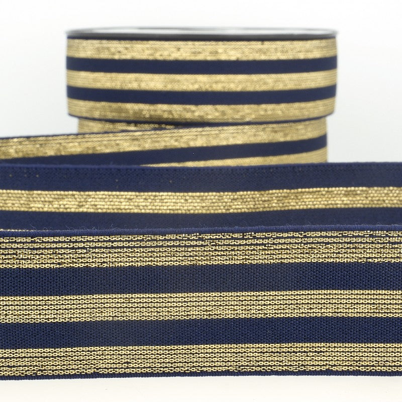 Elastisches Metall Gummiband Streifen gold/blau