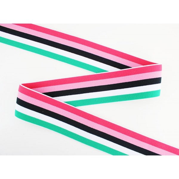 elastisches Gummiband Stripes pink/rosa/schwarz/weiss/mint