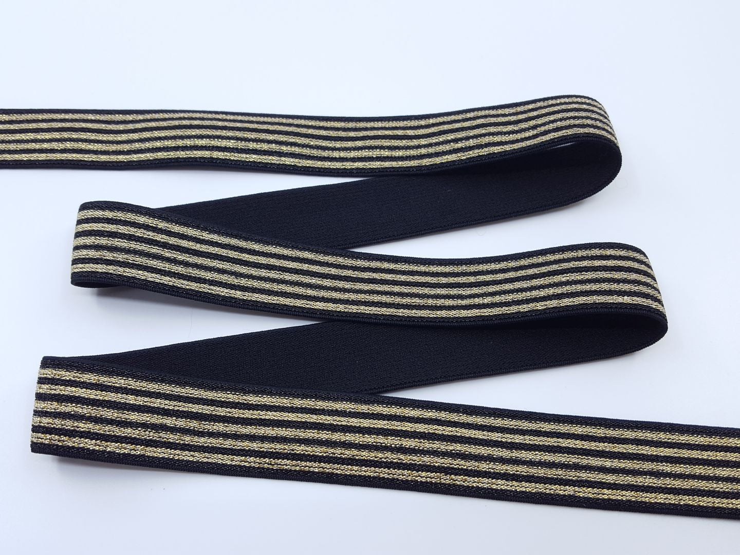Elastisches Metall Gummiband Streifen gold-schwarz