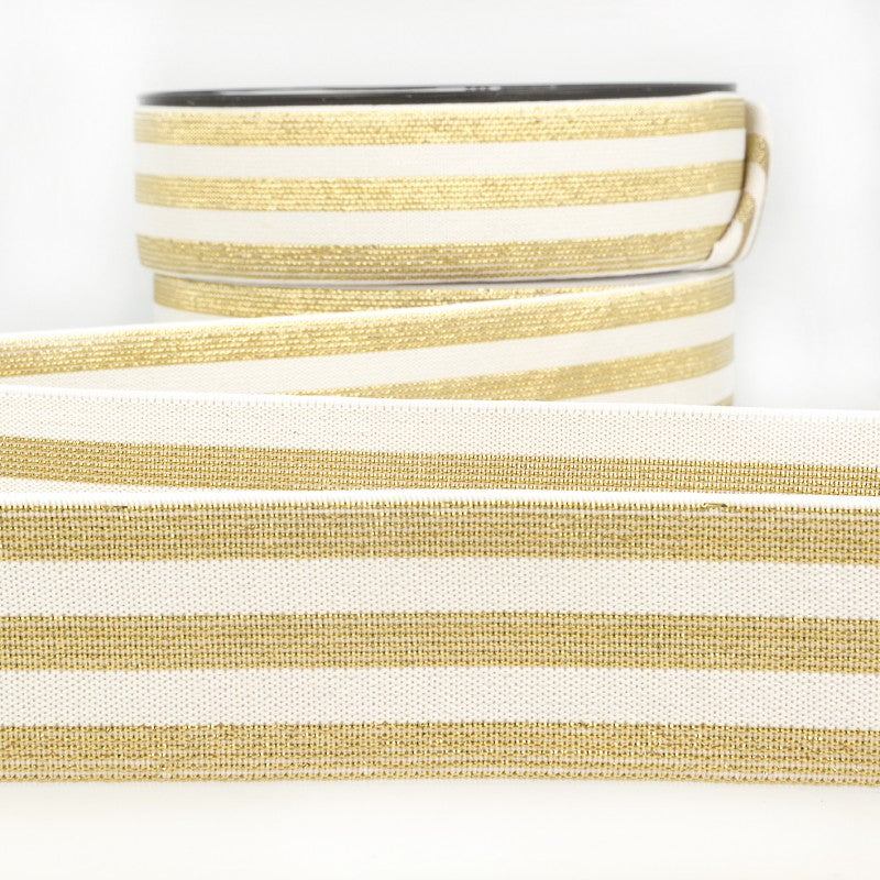 Elastisches Metall Gummiband Streifen weiss/gold