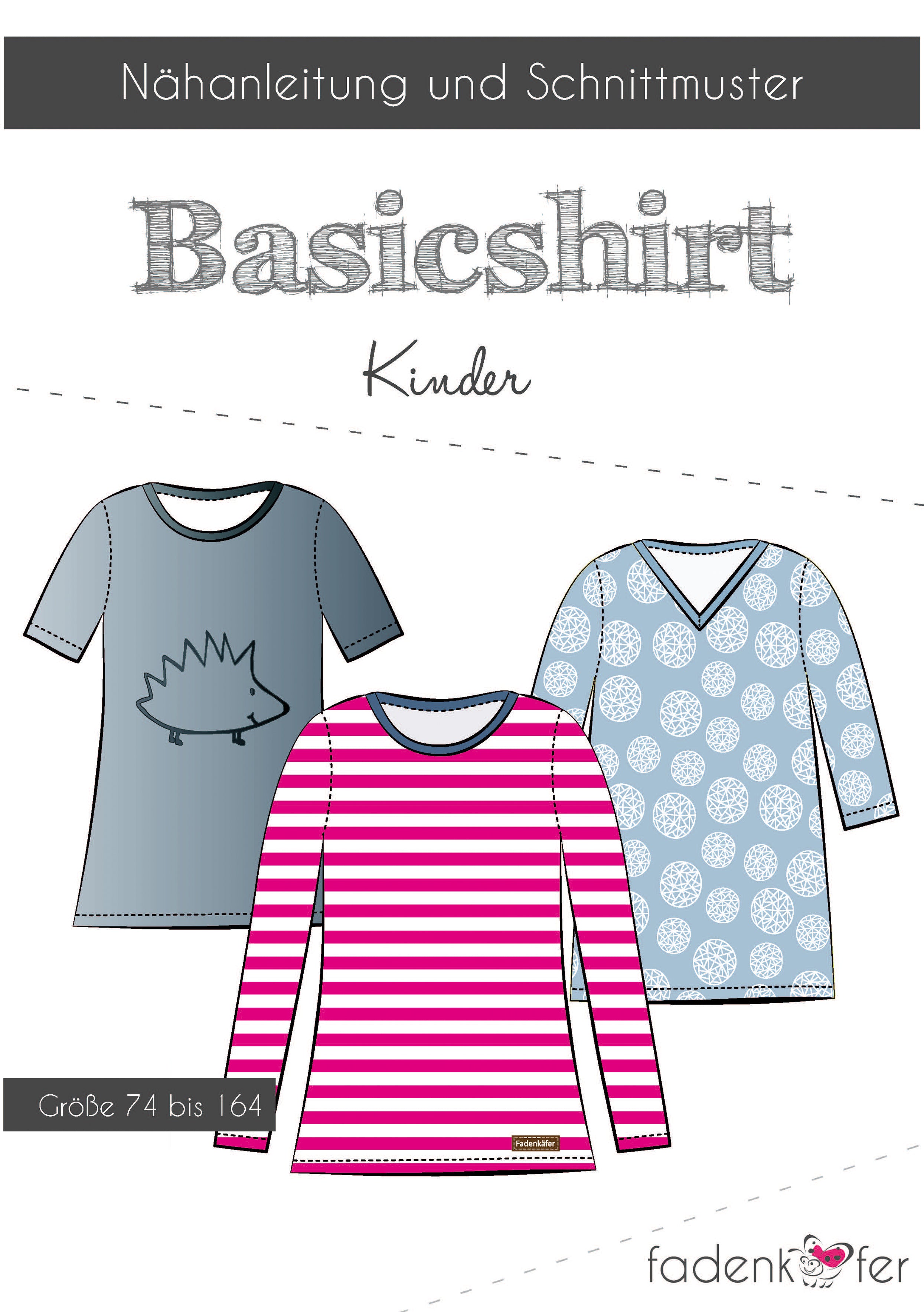 Papierschnittmuster Basicshirt Kinder von Fadenkäfer