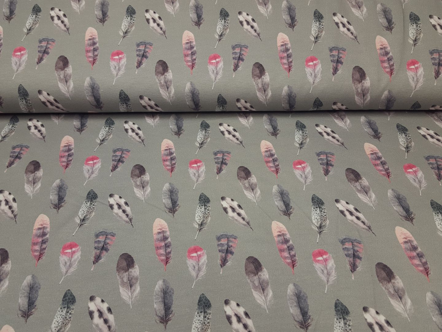 Feathers moosgrau/pink/grau