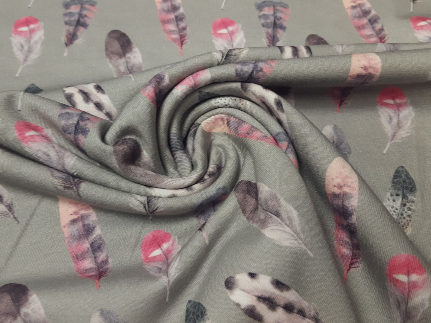 Feathers moosgrau/pink/grau