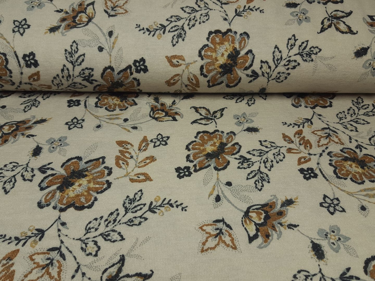 feiner Strick Flowers sand/grau/beige