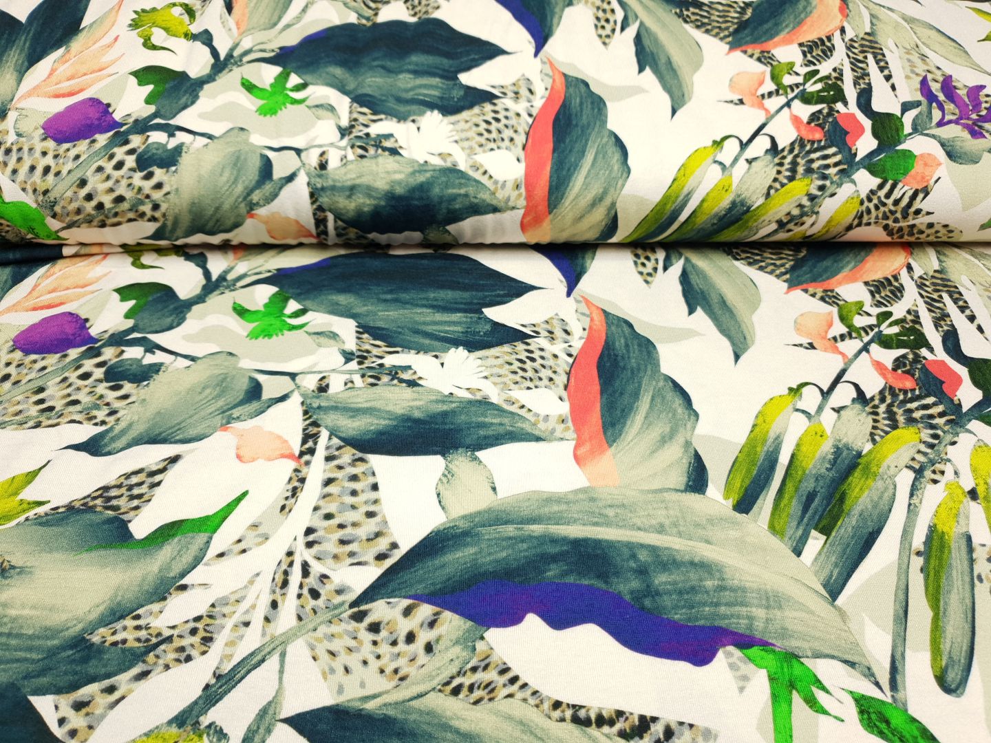 Florare ecru/petrol/bunt