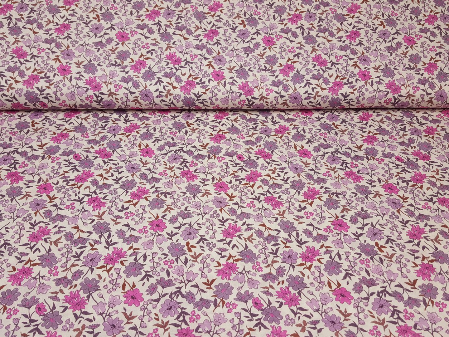 Flowers creme/fuchsia/mauve