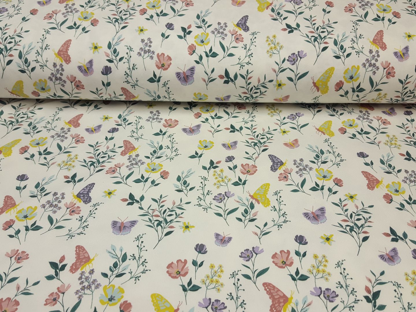 Flowers ecru/lila/petrol