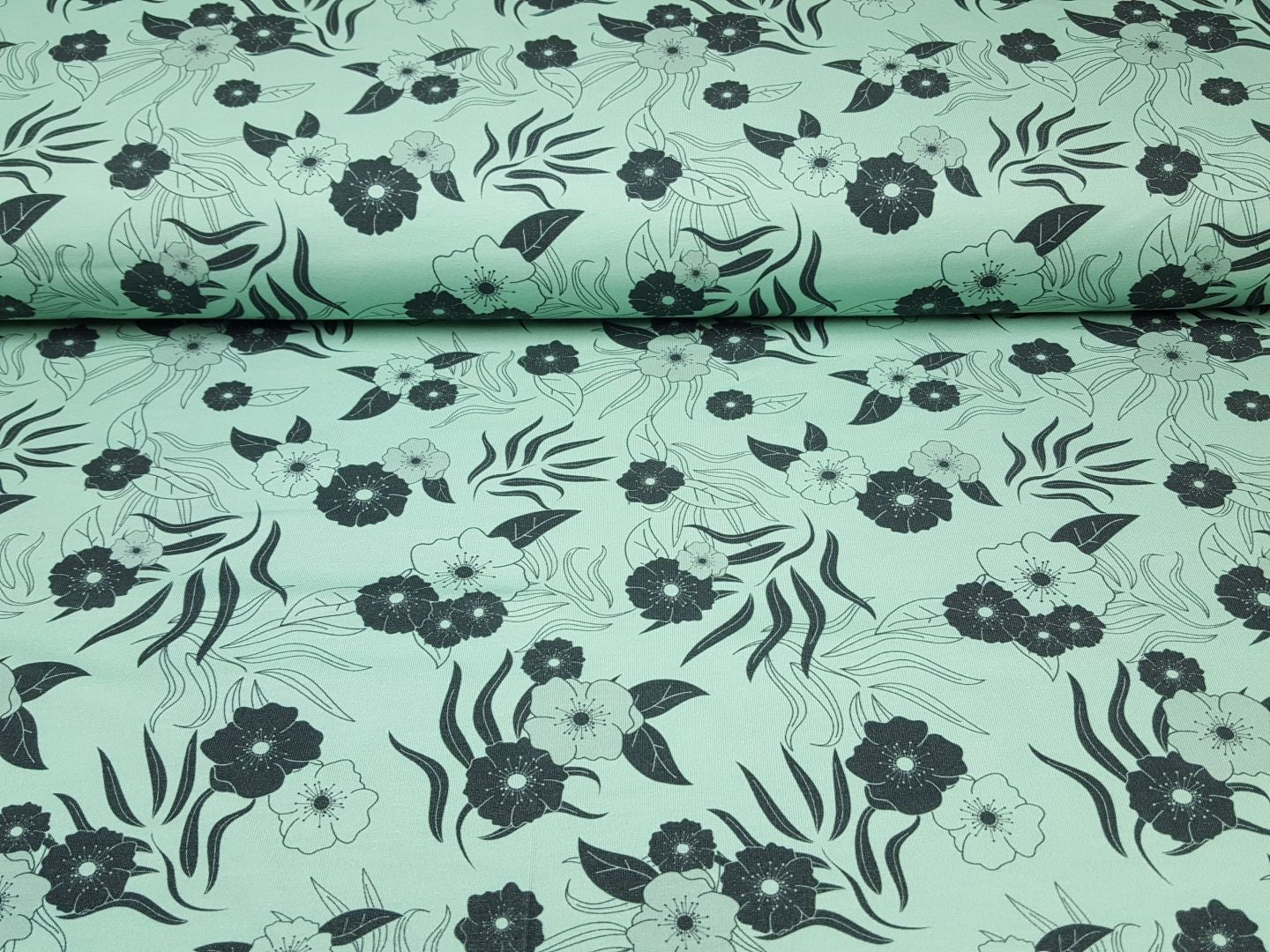 Flowers mint/grau