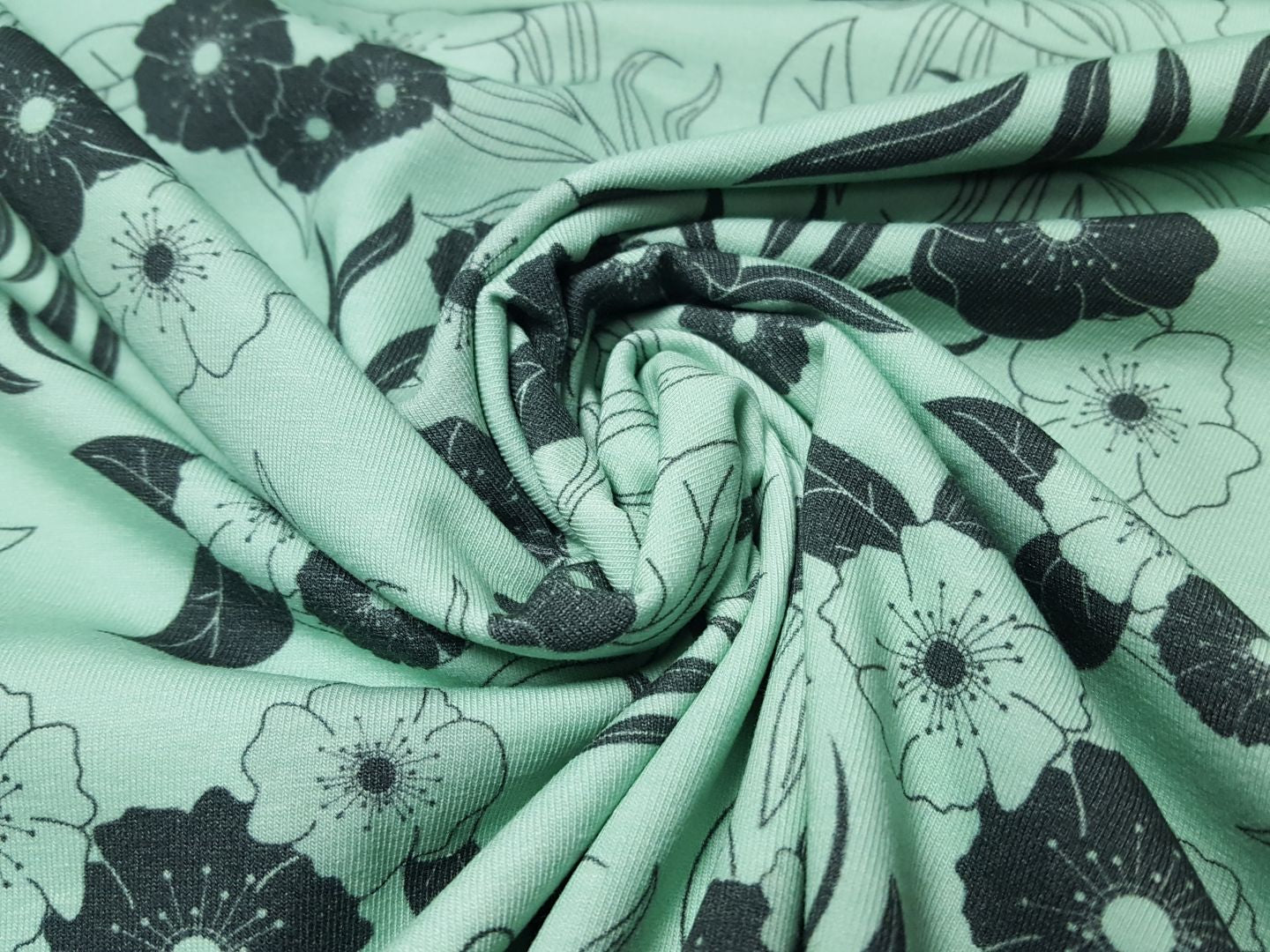 Flowers mint/grau