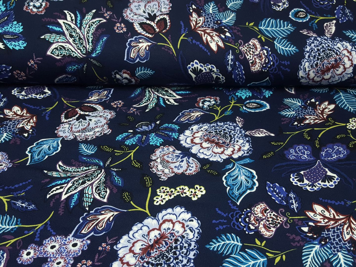 Einzelstück Flowers navy/royalblau/flieder