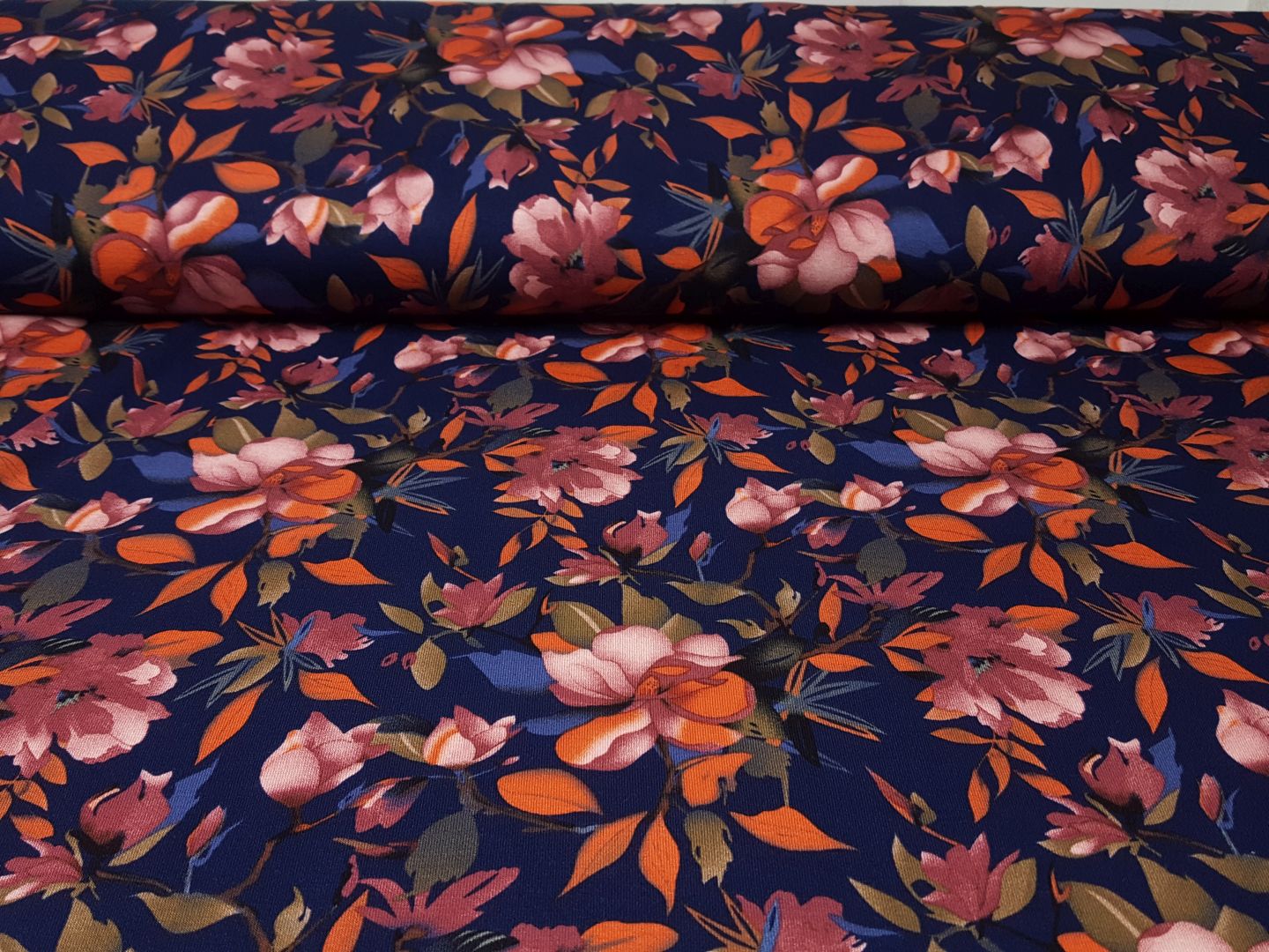 Flowers navy/orange/altrosa