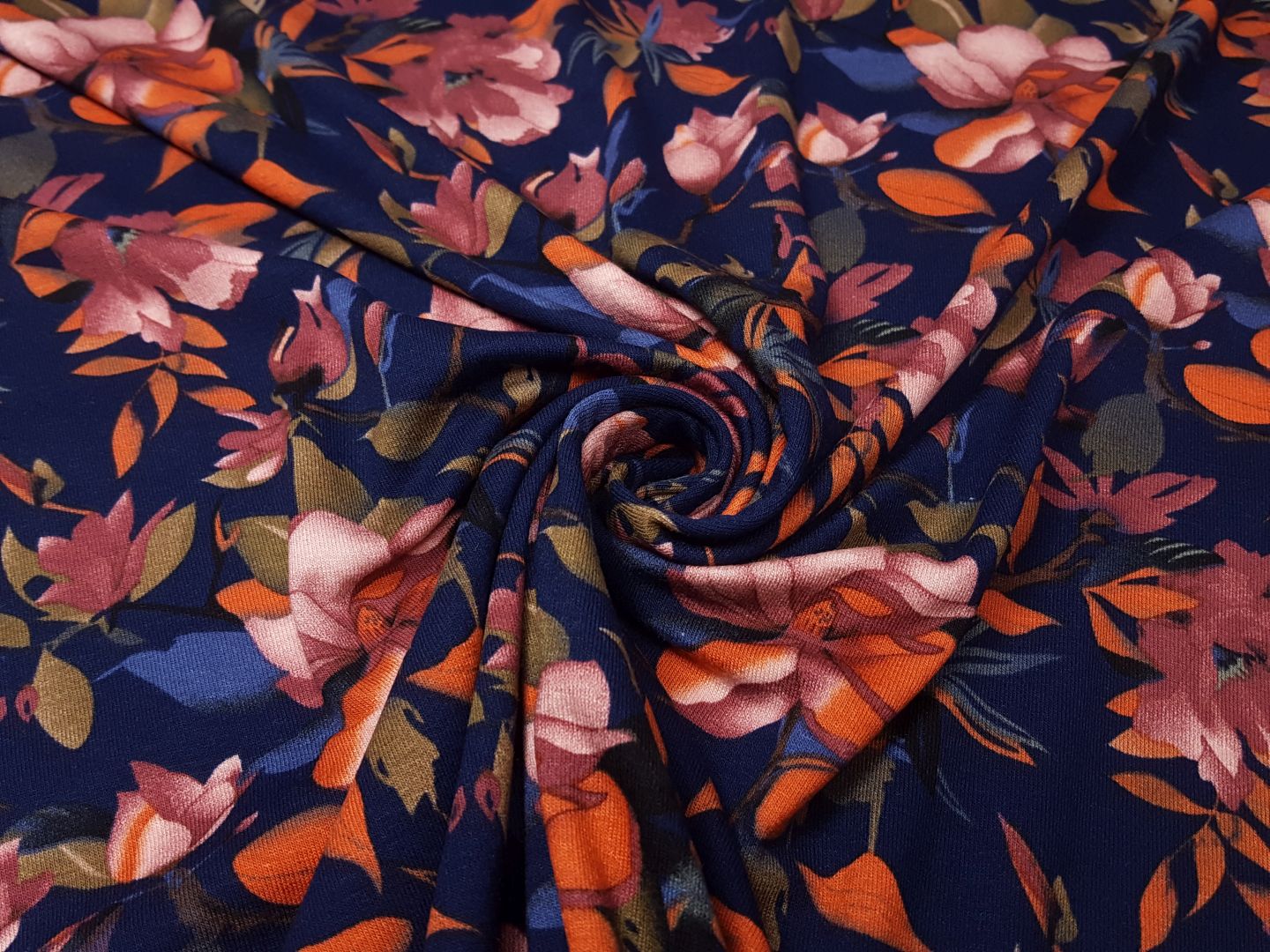 Flowers navy/orange/altrosa