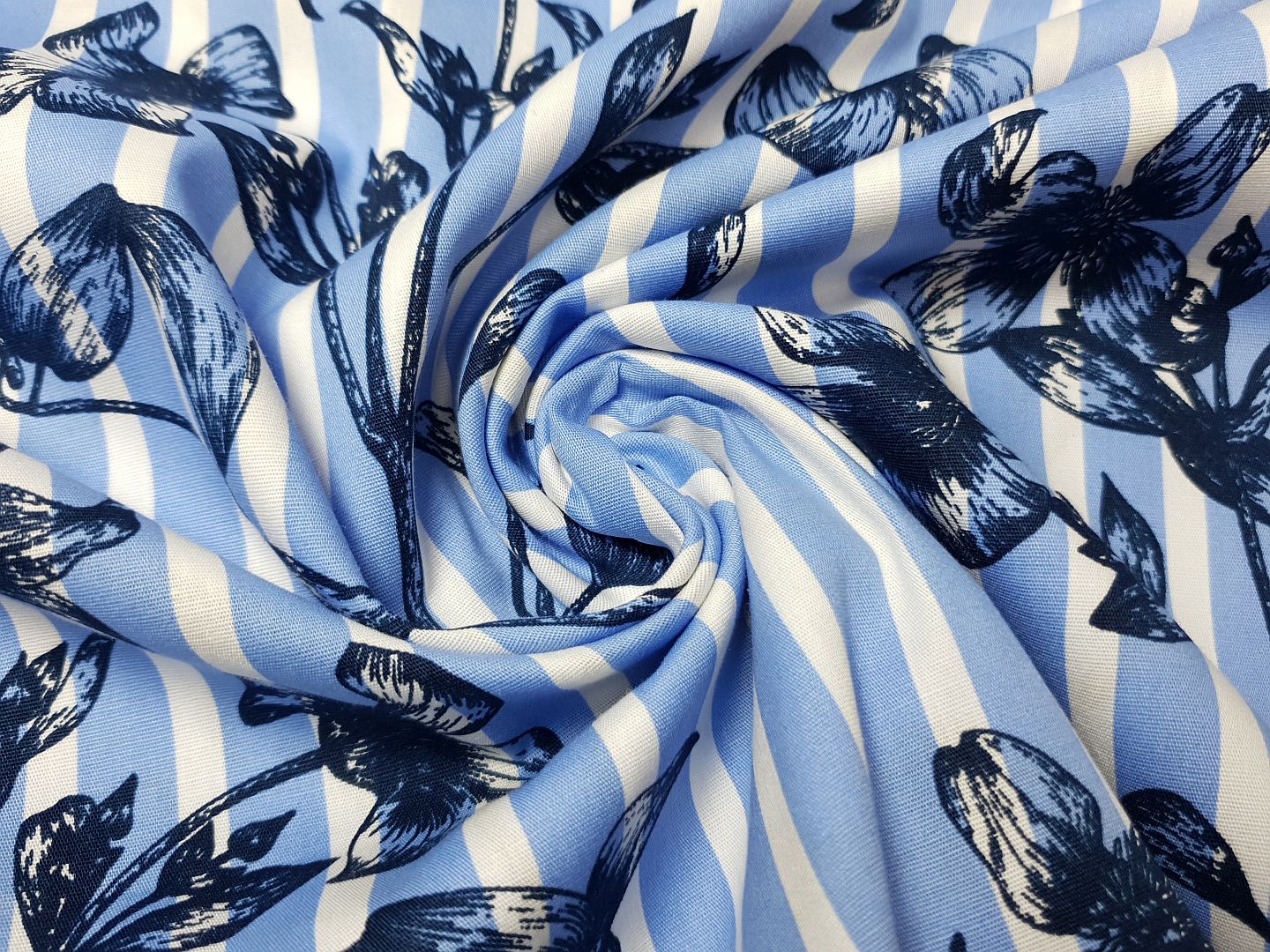 Einzelstück Flowers & Stripes blau/weiss/dunkelblau